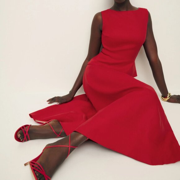 Reformation Moya Linen Two Piece Red - Size 6